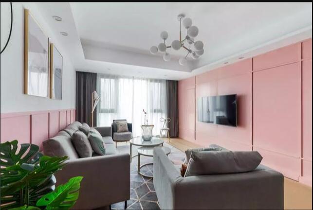 粉色简约风格三居室 甜而不腻的大气文艺调