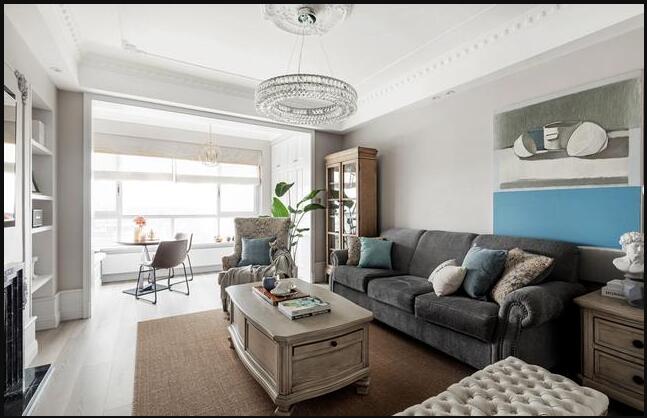 128㎡简美风新房装修 客厅吊顶石膏线装饰好看