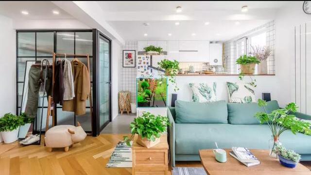 82㎡北欧装修 森系餐厅 绿意盎然